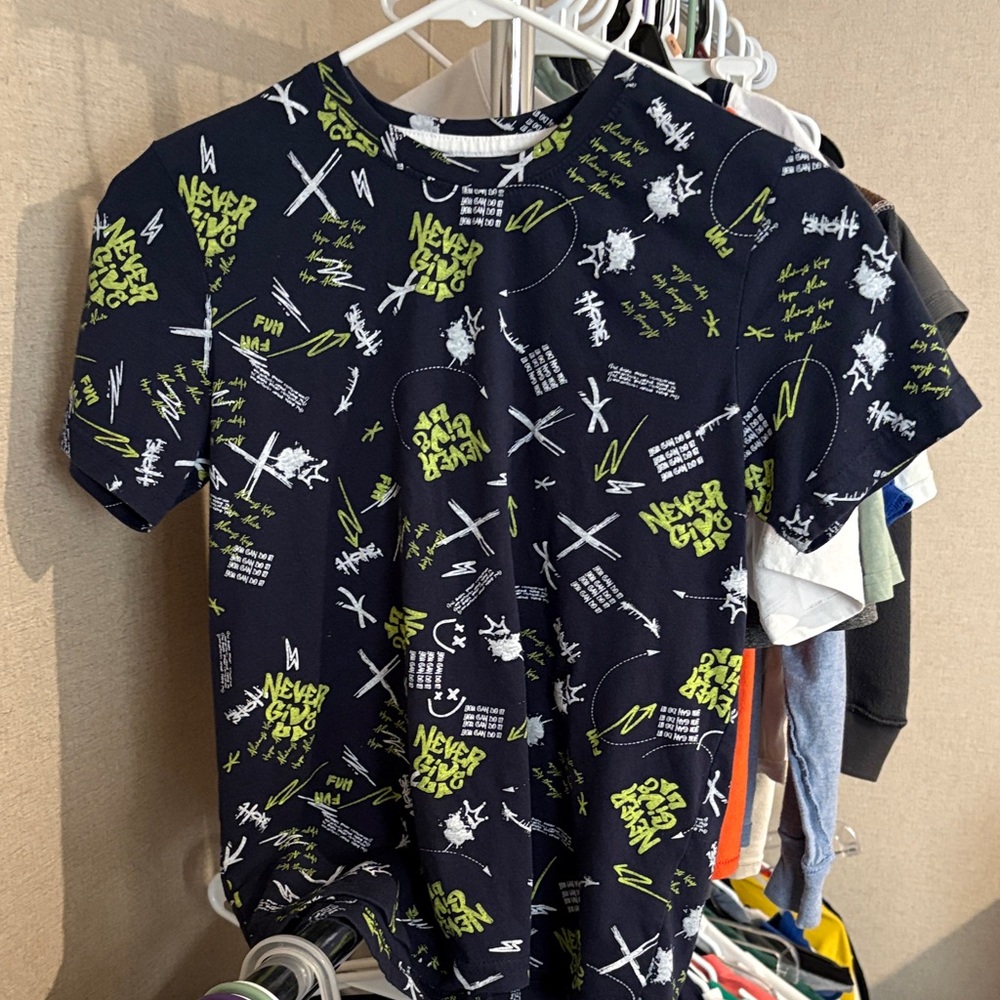 Graphic Print Kids T-Shirt - Black and Green